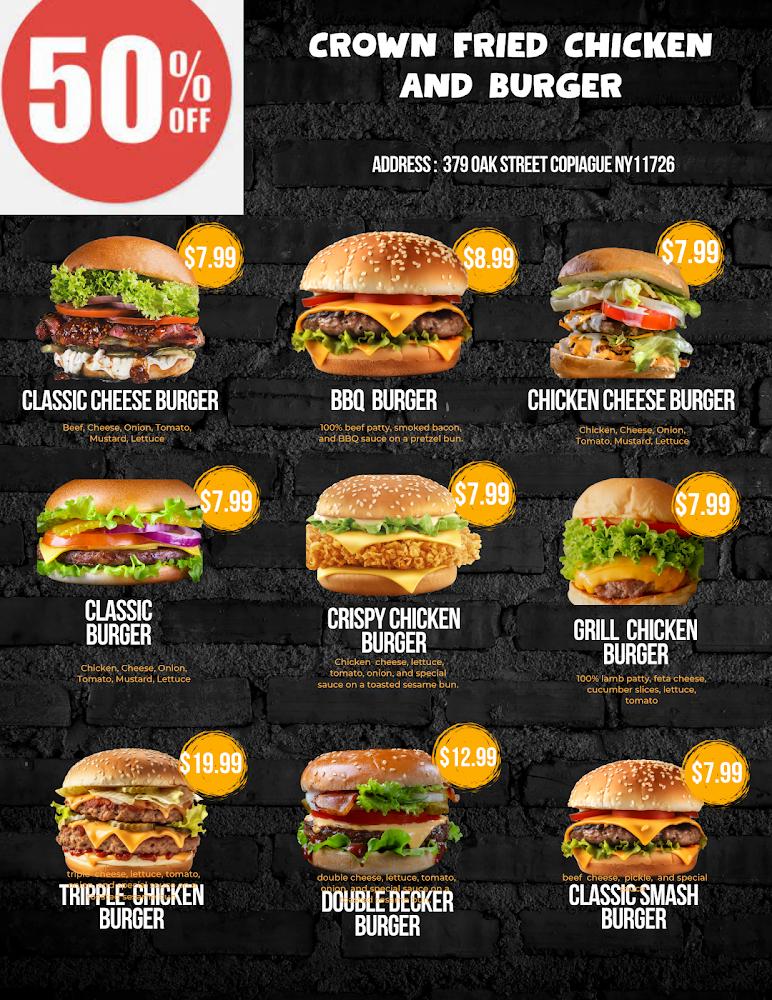crown fried chicken and burger Menu image 2
