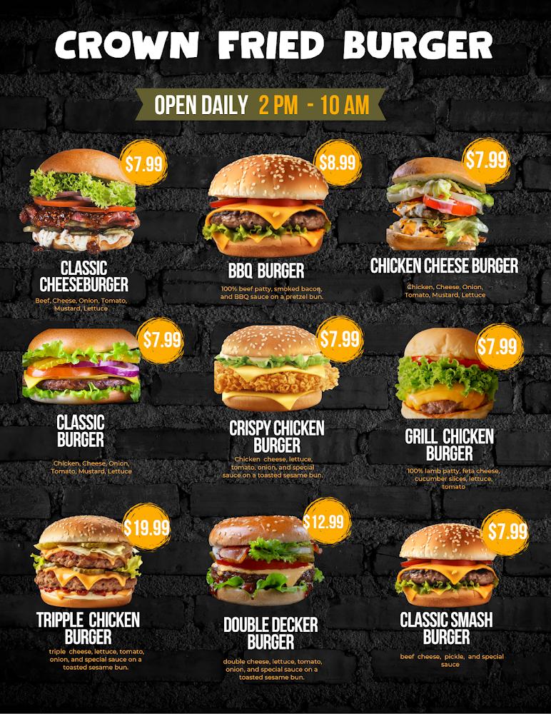 crown fried chicken and burger Menu image 3