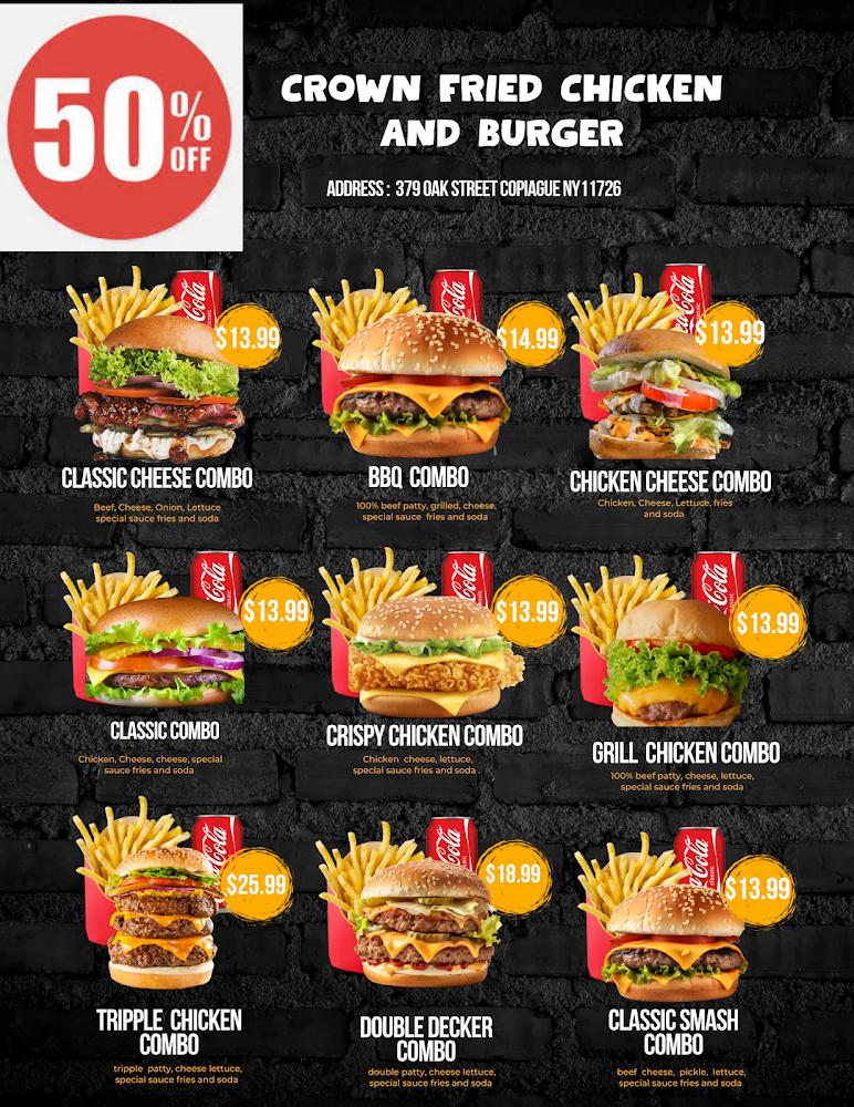 crown fried chicken and burger Menu image 4